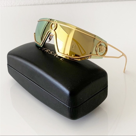 Versace Unisex Gold Mirrored Sunglasses, New - Picture 6 of 14